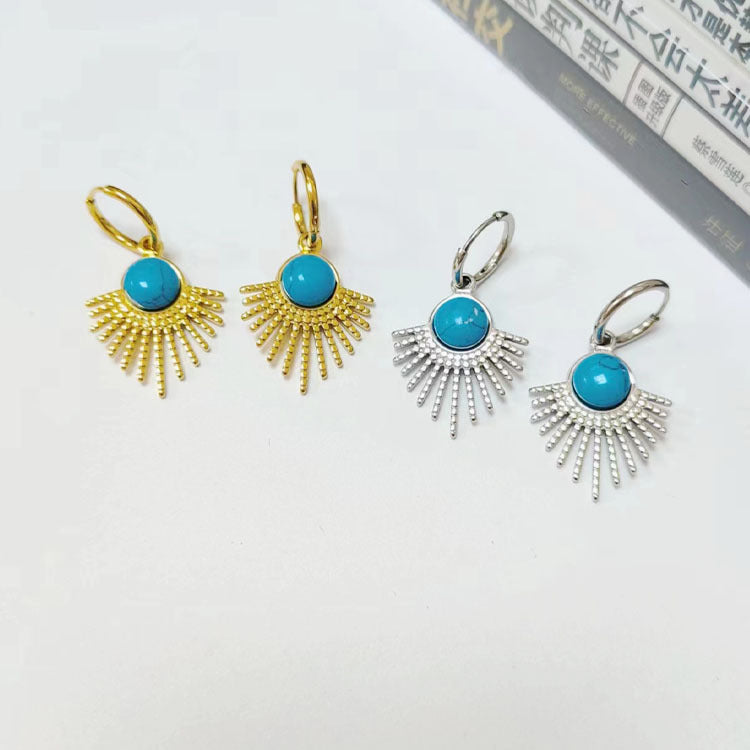 Wholesale Stainless Steel 18K Gold Earrings Semi-precious Stone Series Earrings